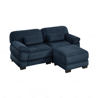 Canapé modulaire en L Cloud Couch, canapé 2 places avec repose-pieds, coussins de siège épais et confortables, tissu en velours côtelé respirant
