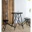 Table d'appoint en fer noir avec deux sièges, 61,55 x 24 x 32,3 po, option de décoration intérieure élégante et industrielle