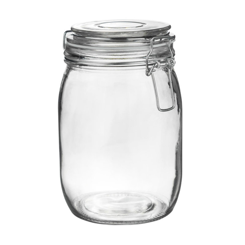 Argon Tableware - Glass Storage Jar - 1 Litre, White/Clear