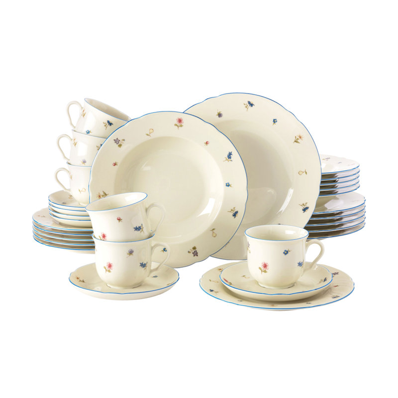 Marie Luise Streublumen 30 Piece Dinnerware Set, Service for 6