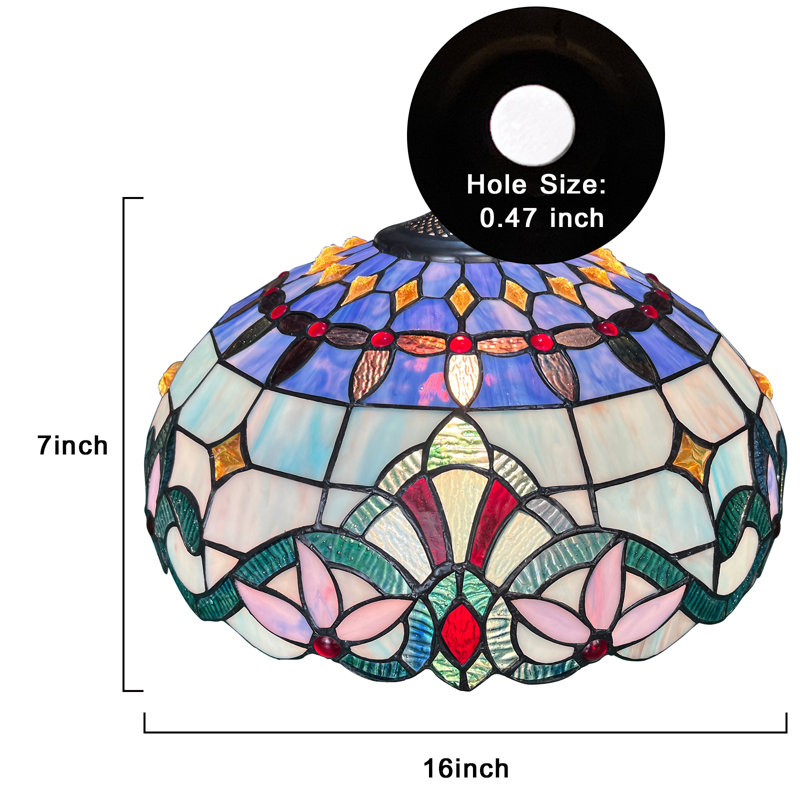Abat-jour en verre coloré de 16 pouces de style Tiffany