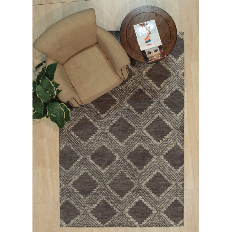 Tapis gris anthracite en laine touffeté à la main Xena Ava, Rectangle de 5 pi x 8 pi