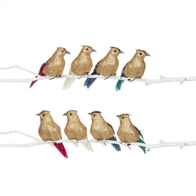 Ensemble de 8 ornements en plumes d'oiseaux