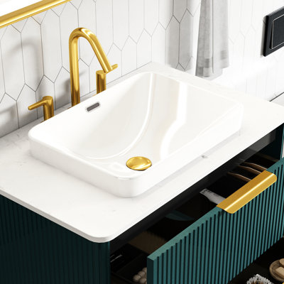 Glossy White Ceramic Sink With Integrated Basin, 18.55 In Depth, Chip - , Effortless Maintenance And Cleaning Undermount Sink, 6.89 Height, Easy To Clean Surface