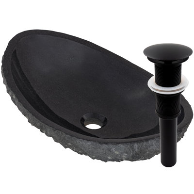 Novatto Absolute 11.75'' Natural Granite Stone Oval Bathroom Sink