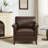 Genuine Leather Upholstered Accent Armchair-254838025