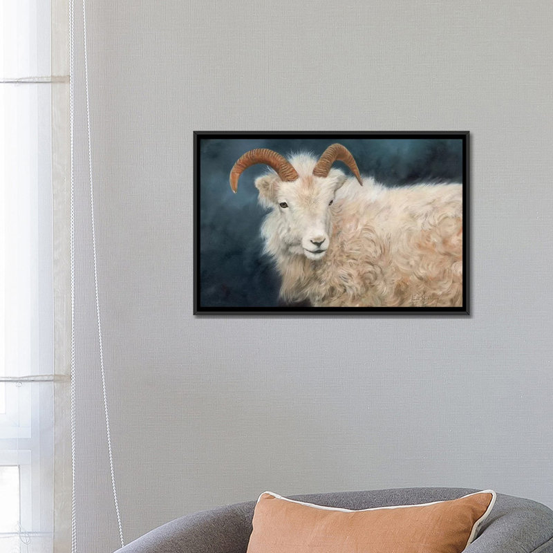 « mountain chèvre i », impression sur toile, H 18 po x l 26 po x P 1,5 po, Toile avec cadre noir, Pas de tapis