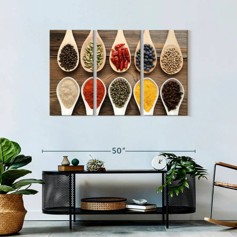 " Spices " 3 - Pieces, 45" H x 28" W x 1.25" D