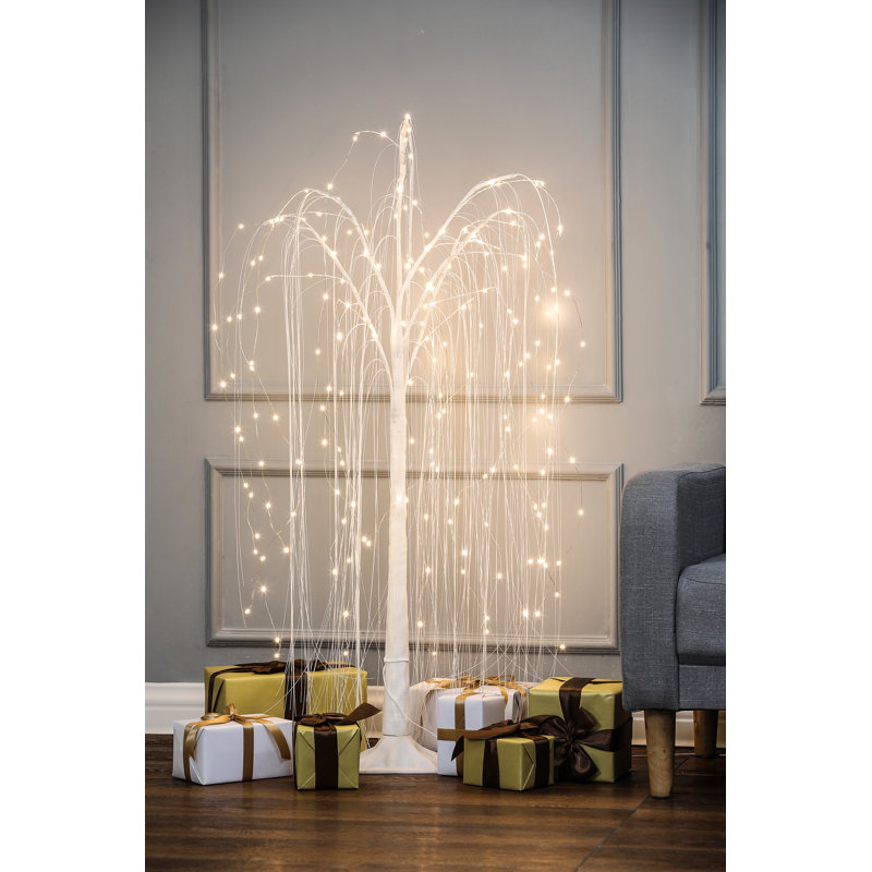 Artificial Lighted LED 47.24'' H White Willow Tree Decoration