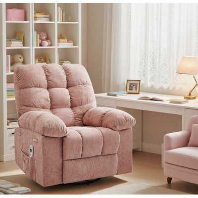 Fauteuil inclinable berçant avec massage et chaleur, fauteuil inclinable pivotant sur 360 ° avec port USB pour le salon