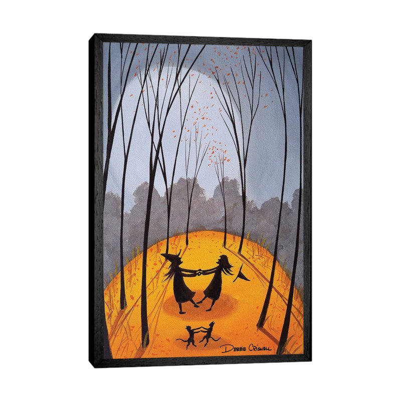 Merry Go Round Witches by Debbie Criswell - Painting on Canvas, Black Framed, 66.04 cm H x 45.72 cm W