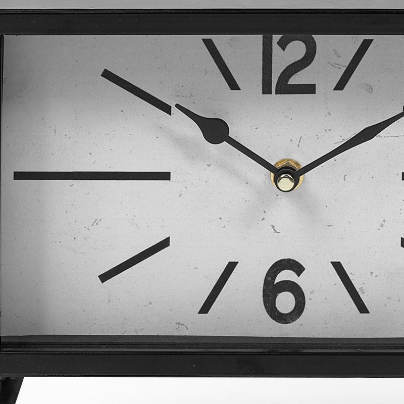 Horloge de table 11 "en métal noir et blanc