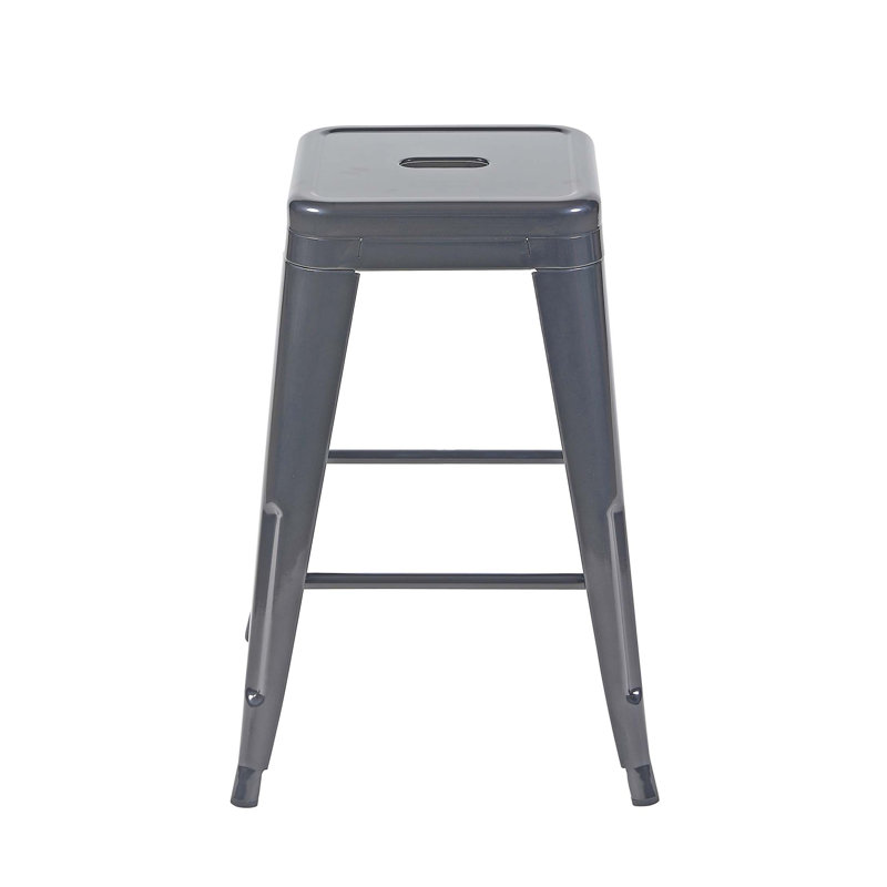 Backless Metal Bar Stools Set of 2 with Tool-Free Assembly, Gray