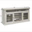 Meuble télé contemporain pour téléviseur de 65 po ou moins avec espace de rangement ouvert et fermé, gris pierre, l 60 po x P 15,75 po x H 29 po