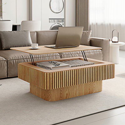 Table basse à plateau relevable cannelé 38,6 po