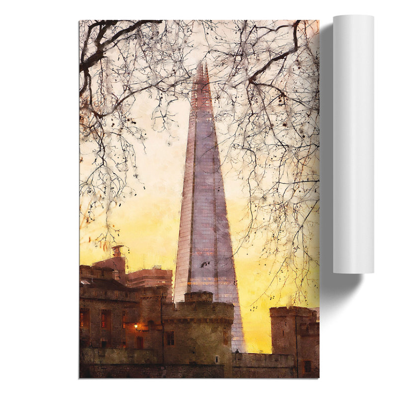 The Shard in London Painting - Frameless Print, 30cm H x 21cm W x 0.1cm D