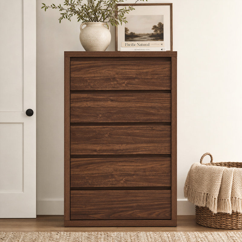 Fere 30" W 5-Drawer Dresser, Mahogany Brown