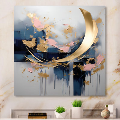 Reproduction d'art mural doré doré abstrait tourbillons de sérénité IV