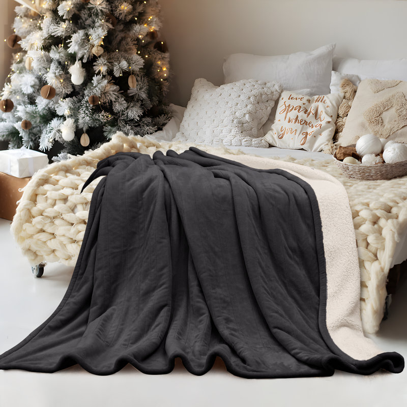 Couverture chauffante Westinghouse, couverture douce en flanelle à Sherpa, Gris, Lit simple