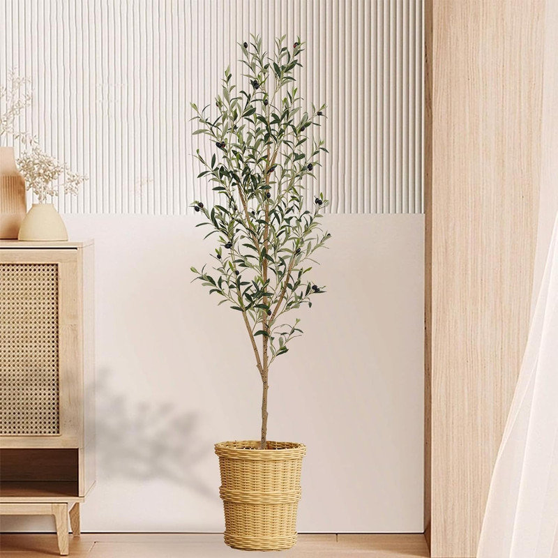 Primrue Artificial Olive Tree 6FT, Faux Olive Trees Indoor Fake Olive ...