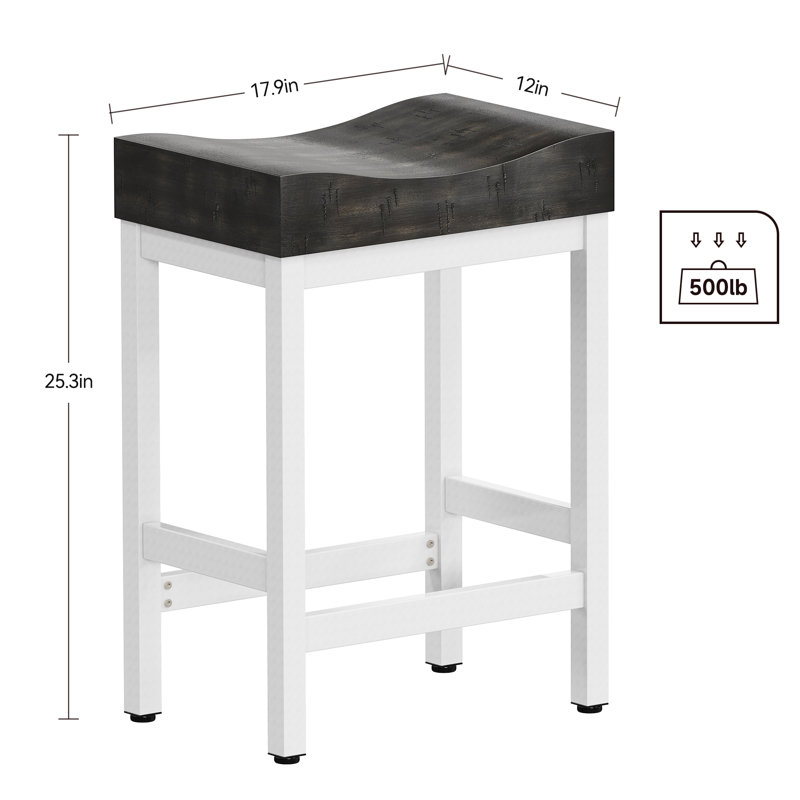 Tabouret de comptoir court Azyaa, Noir, Blanc