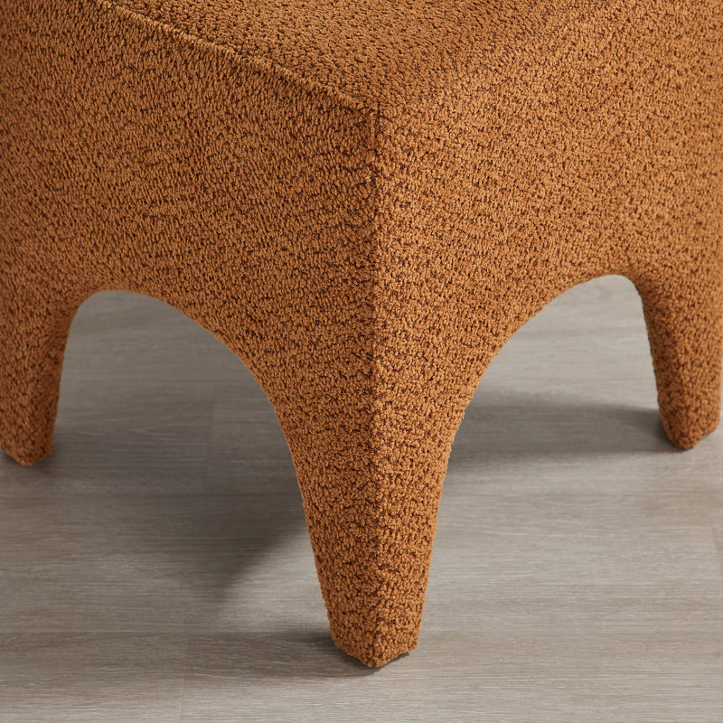 Modern Boucle Upholstered Ottoman, Shoe Changing Footrest, Makeup Stool(Set Of 2), Curry