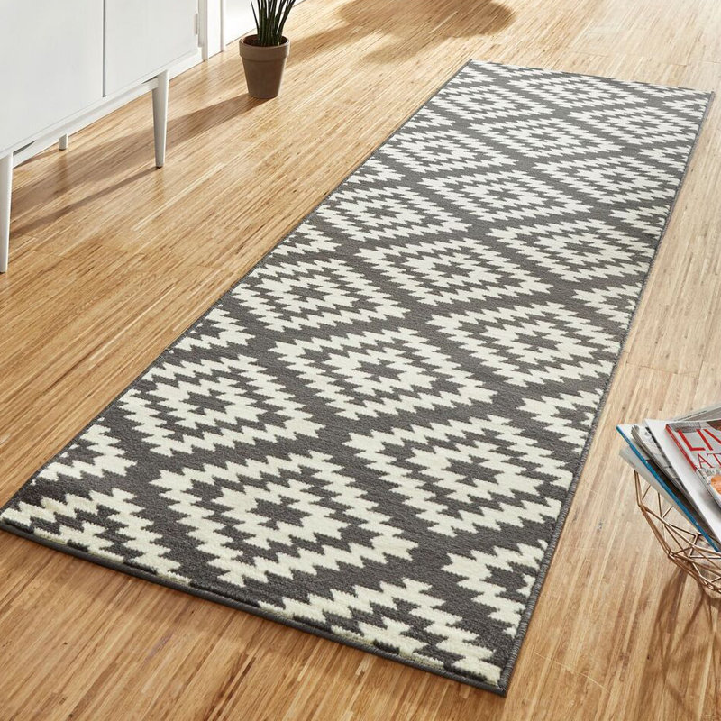 Plant Nordic Grey Rug, Runner 80 x 400cm