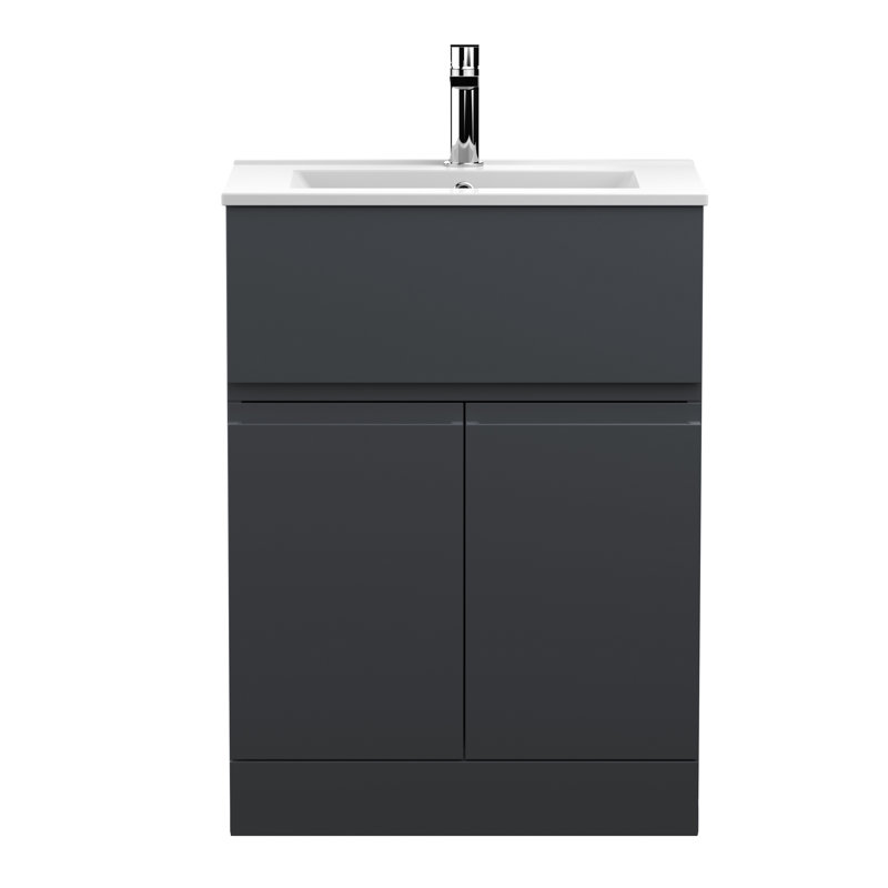 Urban 605mm Single Bathroom Vanity with Integrated Basin, Satin Anthracite