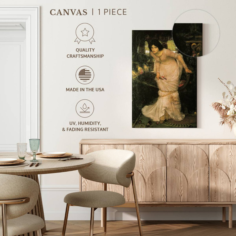 Dame de Shalott regardant Lancelot, H 45 po x l 30 po