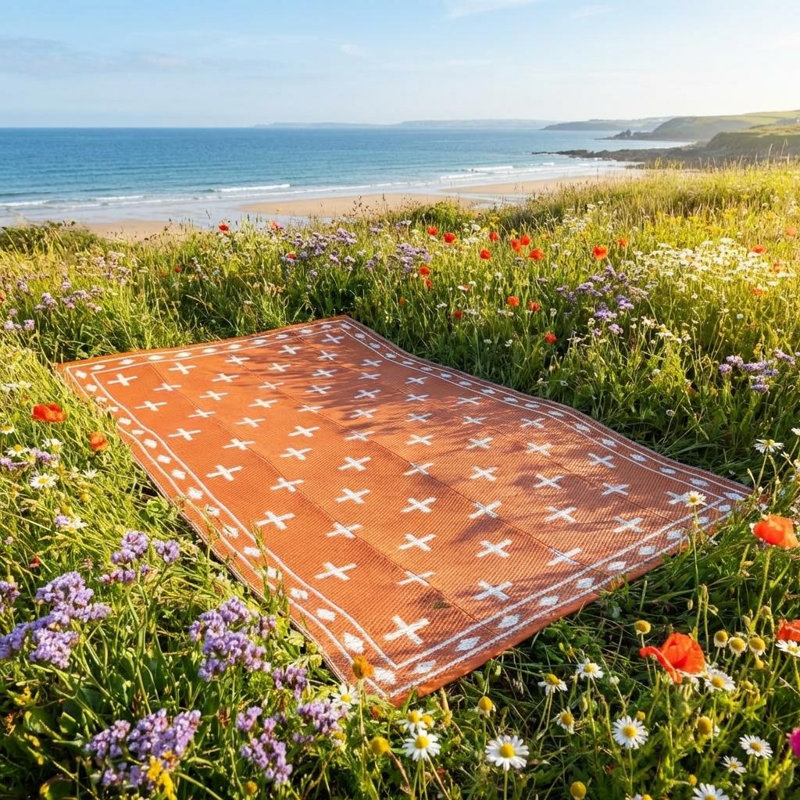 Tapis d'extérieur à bordure moderne pour l'intérieur et l'extérieur, Orange