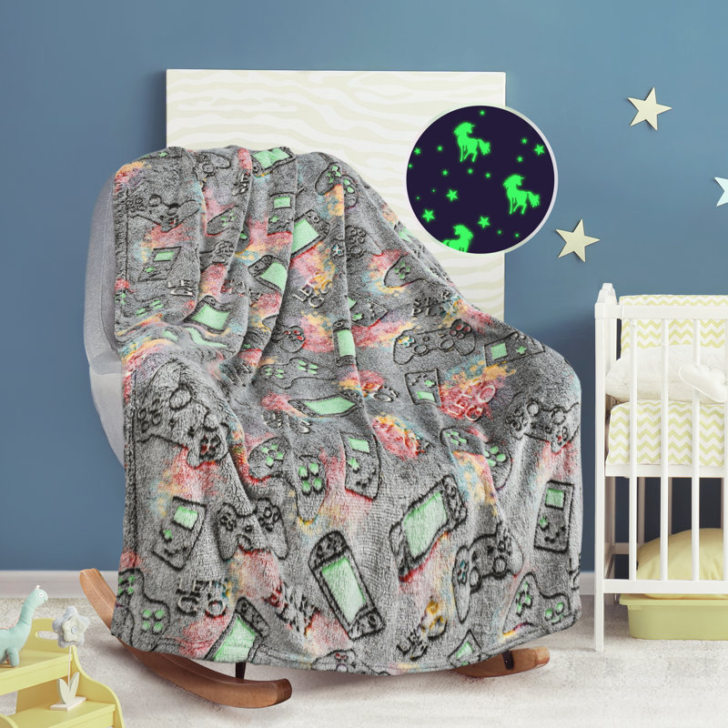 Glow-in-the-Dark Gamer Fleece Blanket for Boys