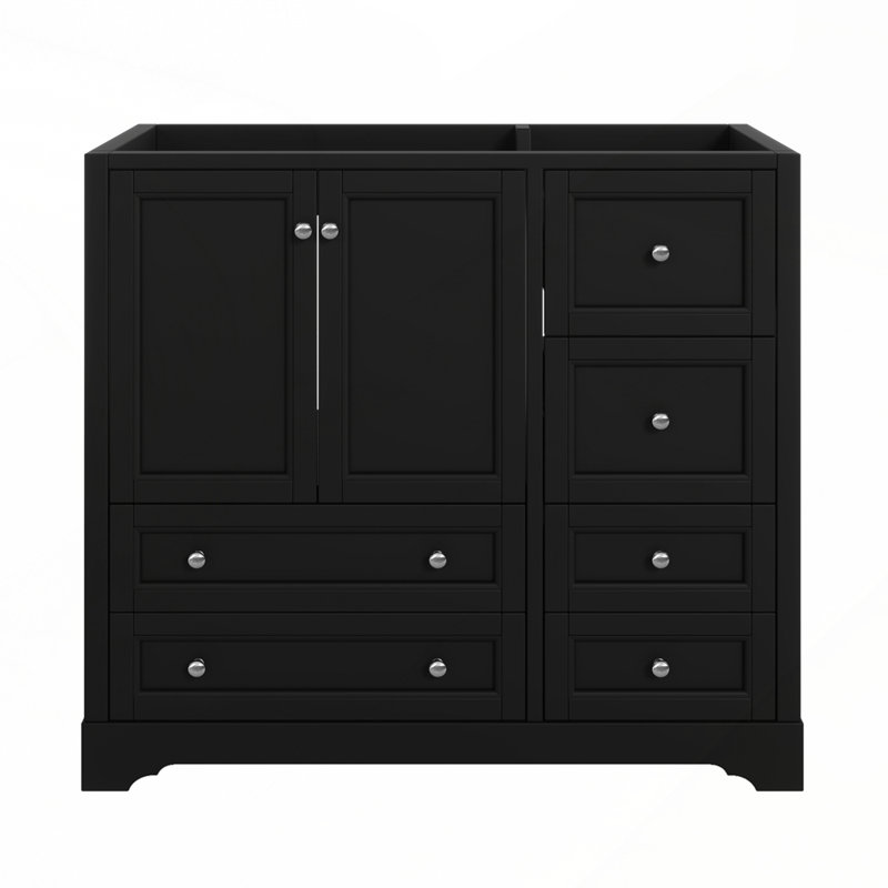 Meuble-lavabo de salle de bain sans lavabo avec rangement spacieux et design moderne élégant, Noir