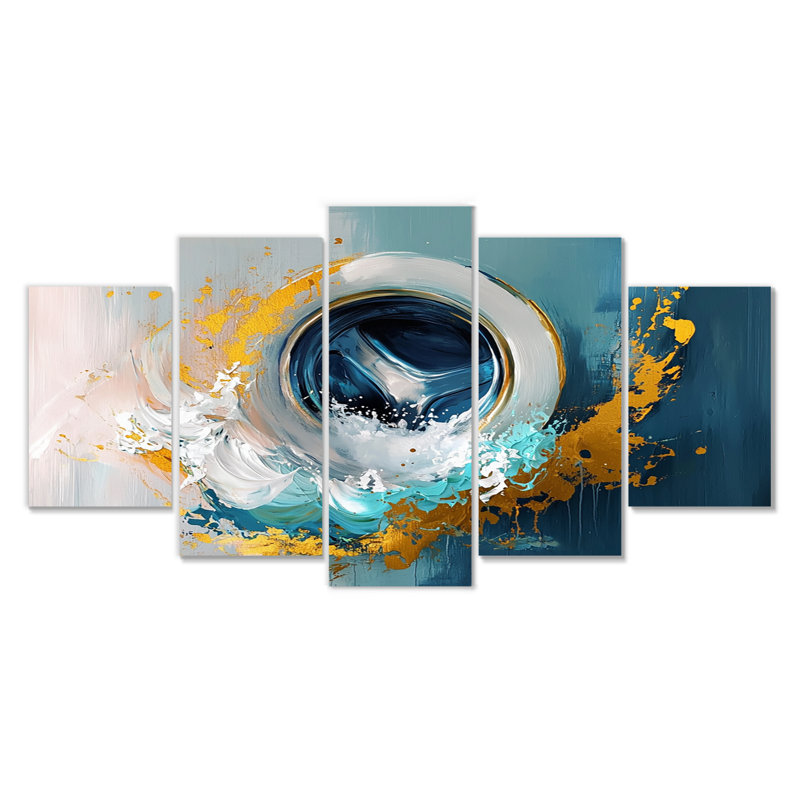 Blue Impressionist Soap Suds Modern Laundry I - Laundry Canvas Wall Art Set
