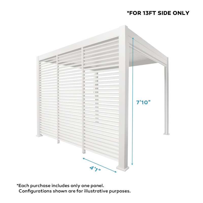 111S Fixed Aluminum Shutter Wall (Pergola accessory), White, 13 ft.