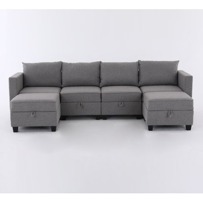 Convertible Modular Sectional Sofa Couch With Storage Seat, U - Shaped Design For Multiple Seating, Reversible Chaise For Flexible Arrangement