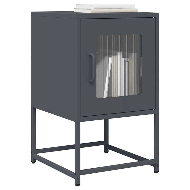 36cm W Steel Bedside Table, Anthracite