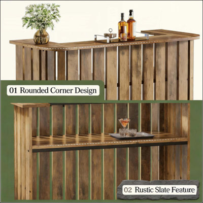 Table de bar à liqueur de style naturel, unité de bar (table seulement)