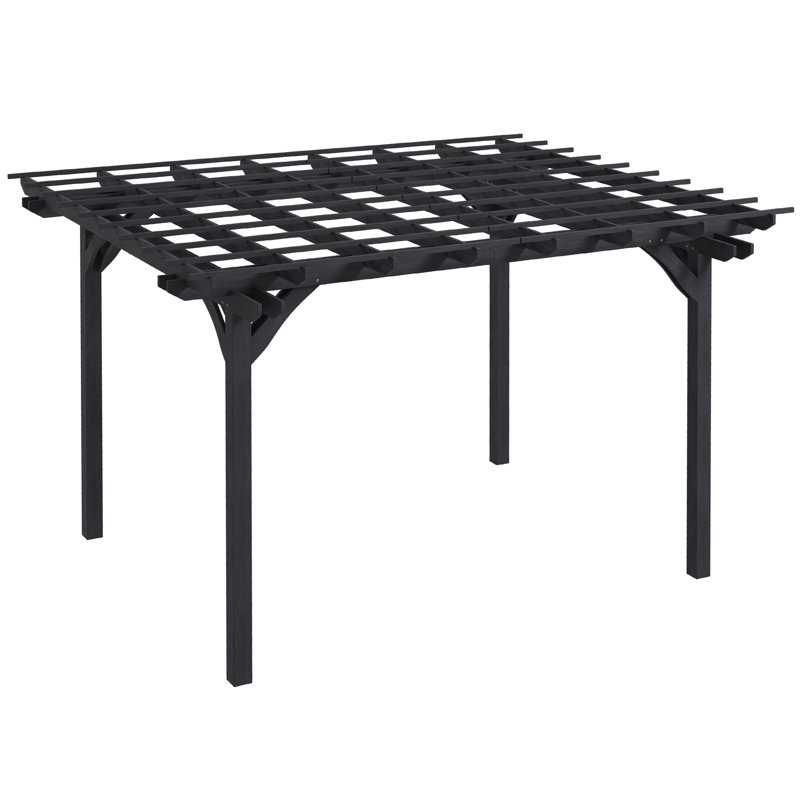 12 Ft. Gray Solid Wood Outdoor Pergola