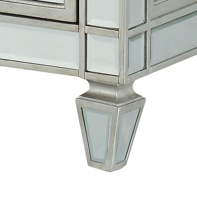 Varian 2-Drawer Rectangular Nightstand, Silver
