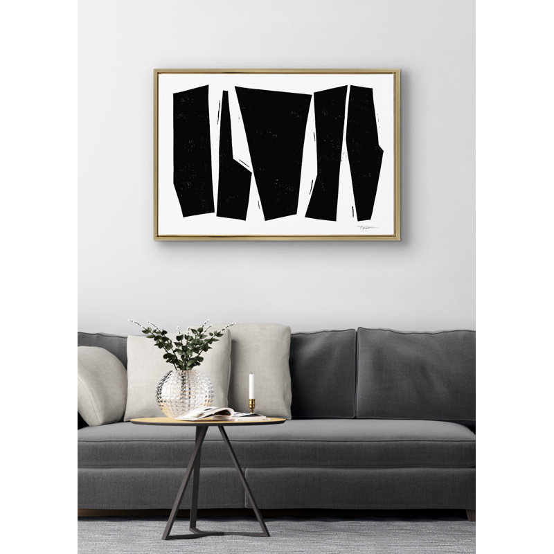 «Colliding Shapes» par déclaration sur toile encadrée, Doré