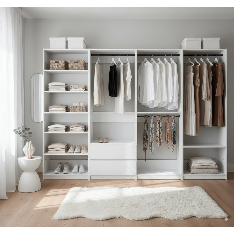 Kalinikos Freestanding Walk in Wood Closet System, White