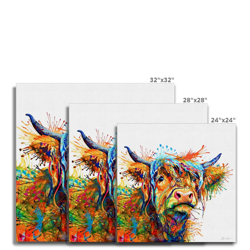 Maggie Moo Canvas - Highland Cow - Wrapped Canvas Art Prints from Sarah Taylor Art, 60cm H x 60cm W