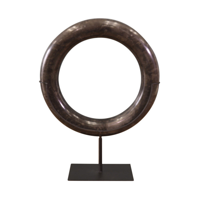 Bague haute en pierre naturelle noire avec support, H 19 po x l 15 po x P 19 po