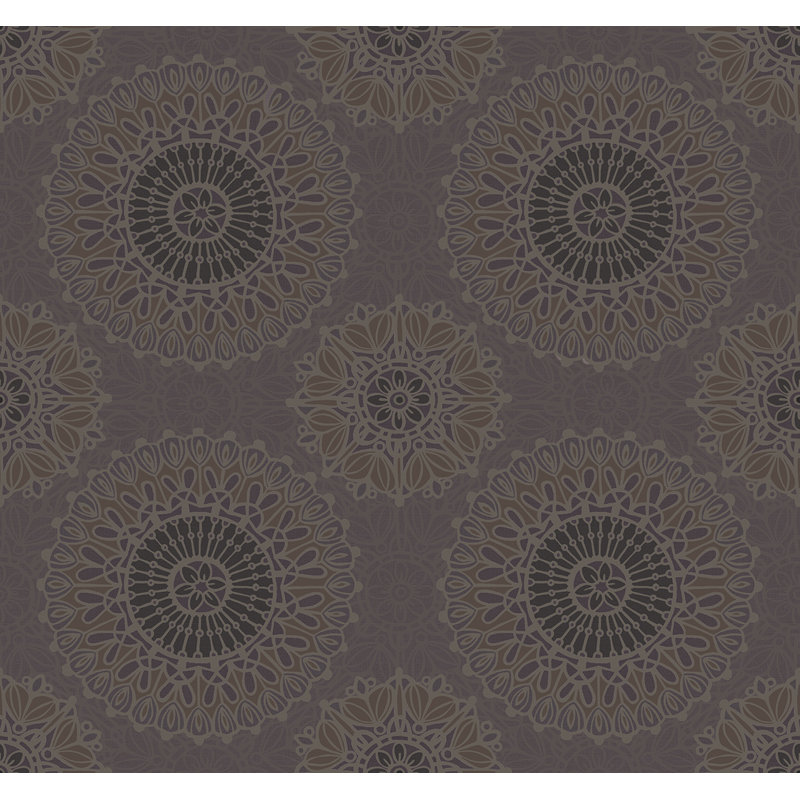 Papier peint à motif de médaillons métalliques Seabrook Designs, Prune