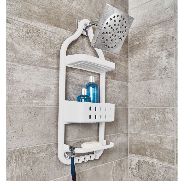 iDesign Everett Matte Black Push-Lock Suction Shower Caddy
