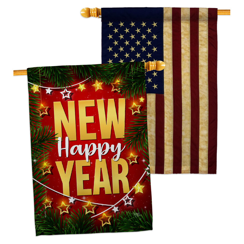 Double Sided 40'' H x 28'' W Polyester New Year's House Flag