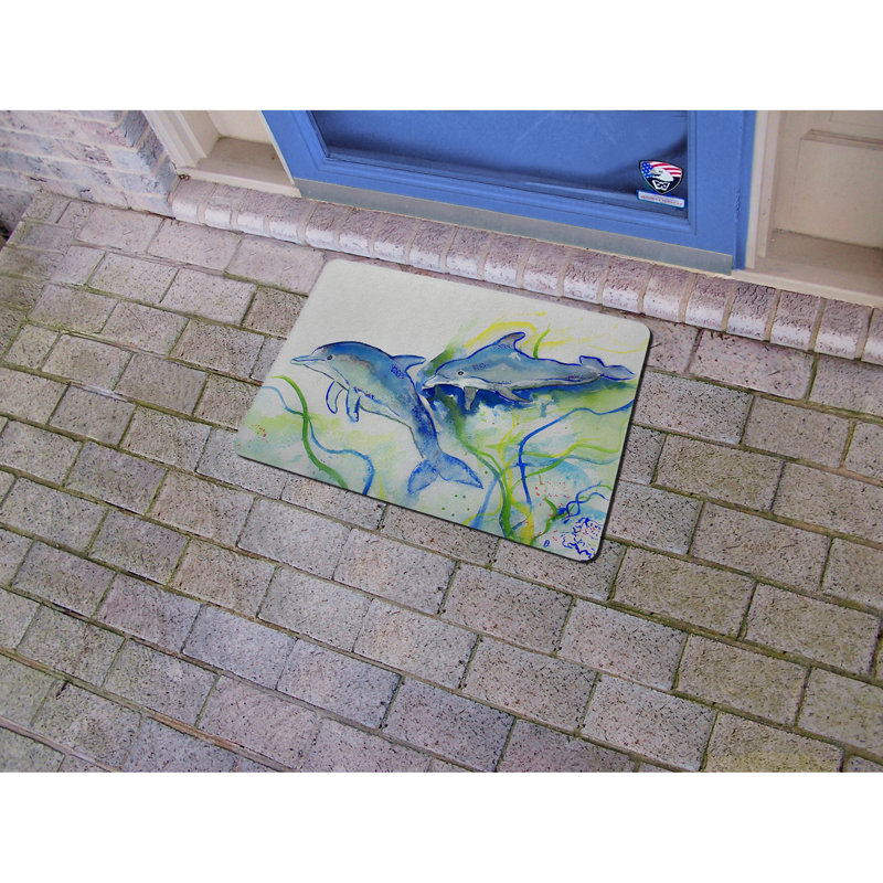Tapis d'intérieur / extérieur Mariel Dolphins, Rectangle 1 pi 6 po x 2 pi 2 po