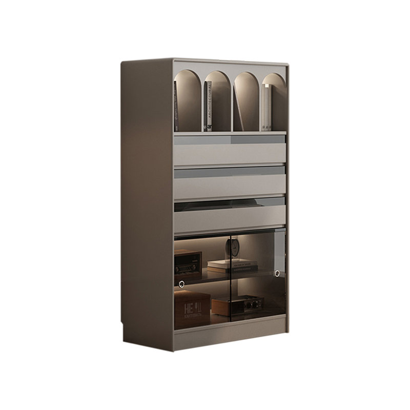 Armoire porte-revues en bois massif, Gris