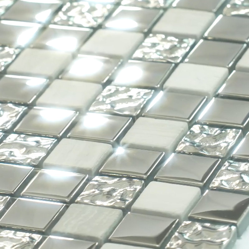 11.7" x 11.7" Grid Mosaic Wall & Floor Tile, Silver