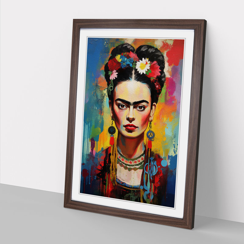 Frida Kahlo Abstract - Framed Print, Walnut Framed, 34cm H x 25cm W